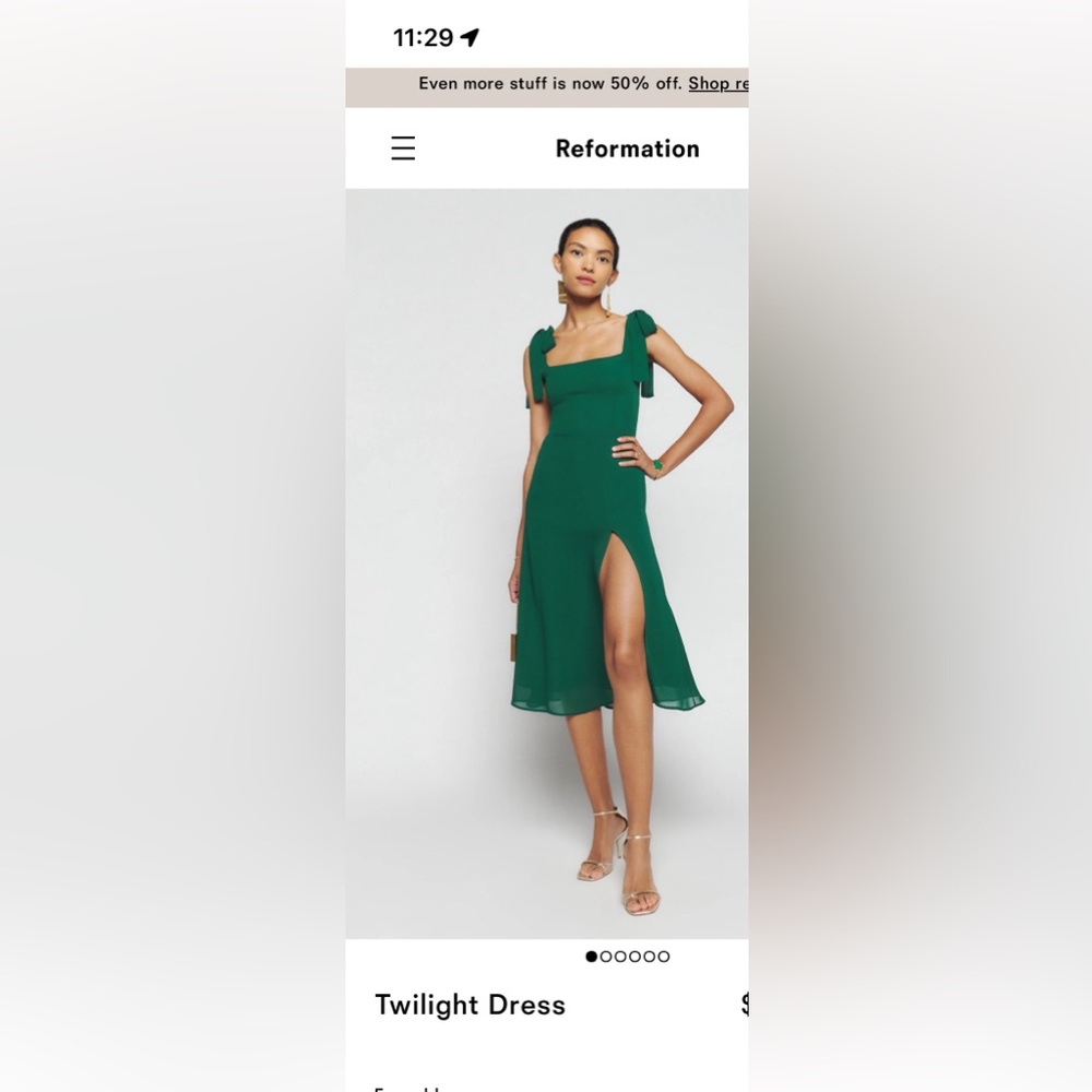 Reformation Twilight Dress - Emerald - Size 4